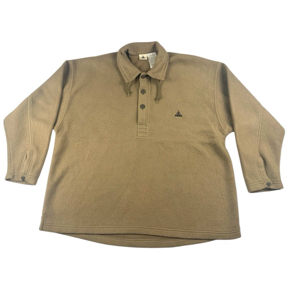 Vintage Nike ACG Half Button Pullover Fleece Jacket Men’s L Brown Y2K